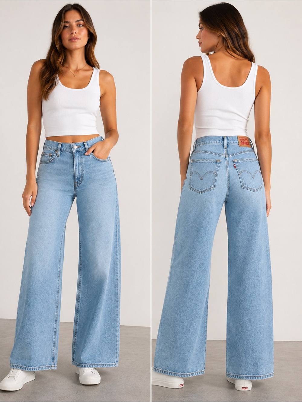 Levi’s 318 Shaping Wide Leg Jeans Women’s Size 27 X 32 Light Wash Stretch